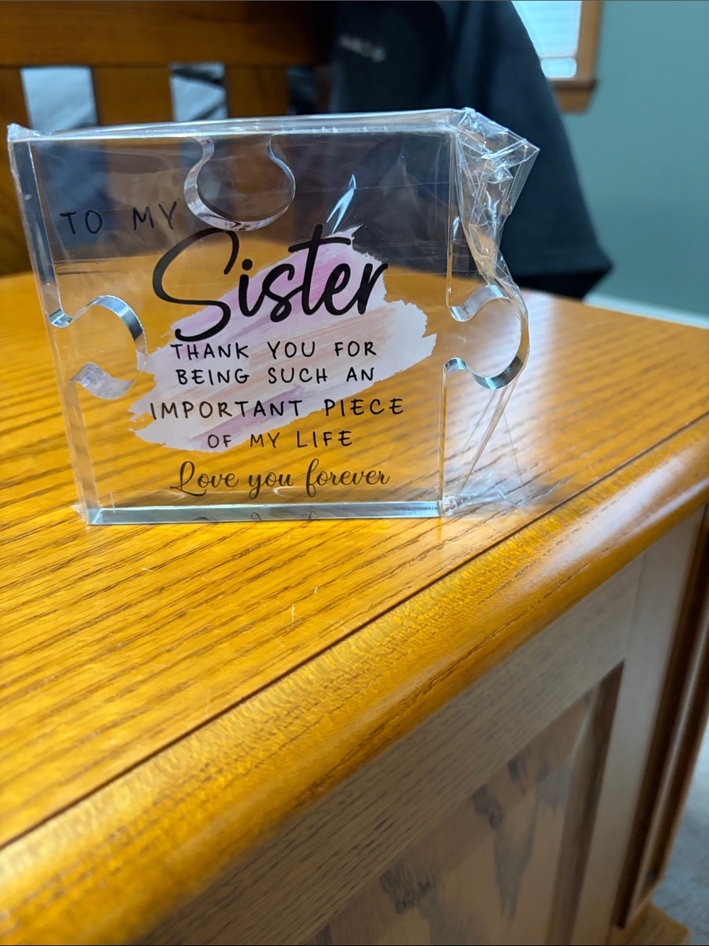 Acrylic 'To My Sister' Puzzle Keepsake - Pink & Clear